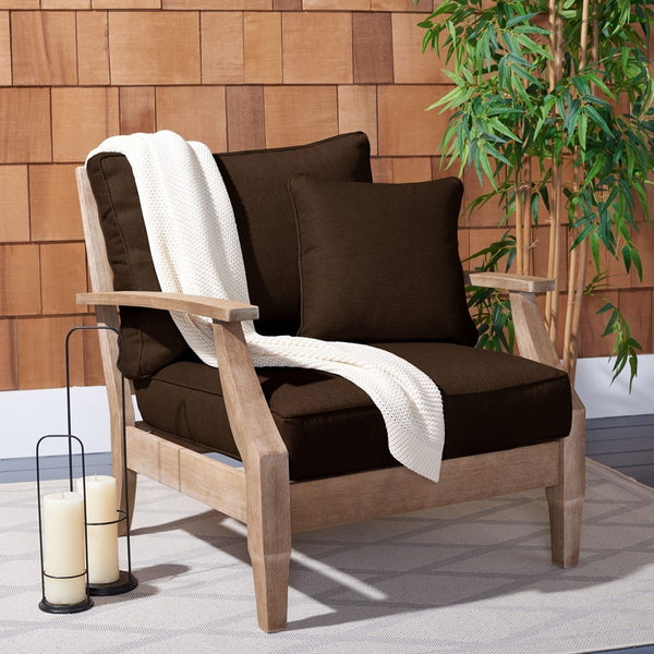 Safavieh Martinique Wood Patio Armchair Natural / Dark Brown CPT1011G