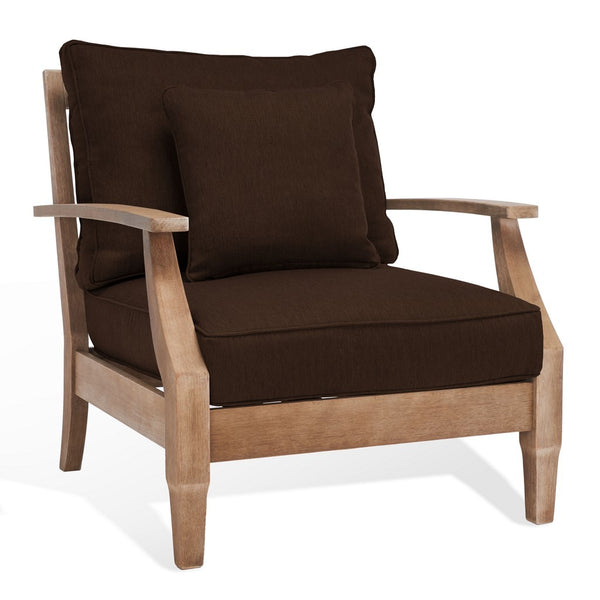 Safavieh Martinique Wood Patio Armchair Natural / Dark Brown CPT1011G