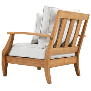 Safavieh Martinique Teak Patio Armchair - Coastal Villa Elegance With Timeless Design For Outdoor Living White ,Natural Teak Wood ,Fabric ,Foam Cpt1011h