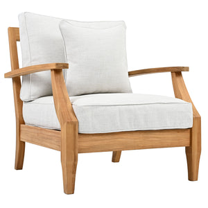 Safavieh Martinique Teak Patio Armchair - Coastal Villa Elegance With Timeless Design For Outdoor Living White ,Natural Teak Wood ,Fabric ,Foam Cpt1011h