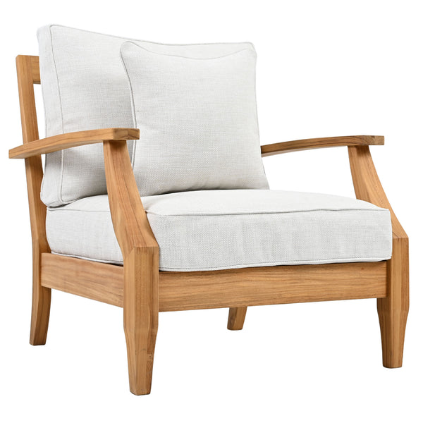 Safavieh Martinique Teak Patio Armchair - Coastal Villa Elegance With Timeless Design For Outdoor Living White ,Natural Teak Wood ,Fabric ,Foam Cpt1011h