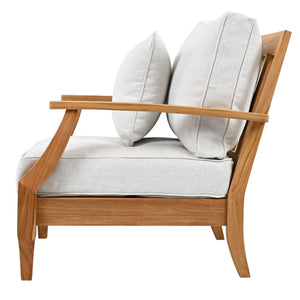 Safavieh Martinique Teak Patio Armchair - Coastal Villa Elegance With Timeless Design For Outdoor Living White ,Natural Teak Wood ,Fabric ,Foam Cpt1011h