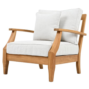 Safavieh Martinique Teak Patio Armchair - Coastal Villa Elegance With Timeless Design For Outdoor Living White ,Natural Teak Wood ,Fabric ,Foam Cpt1011h