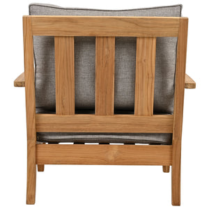 Safavieh Martinique Teak Patio Armchair - Coastal Villa Elegance With Timeless Design For Outdoor Living Natural Teak ,Taupe Wood ,Fabric ,Foam Cpt1011i