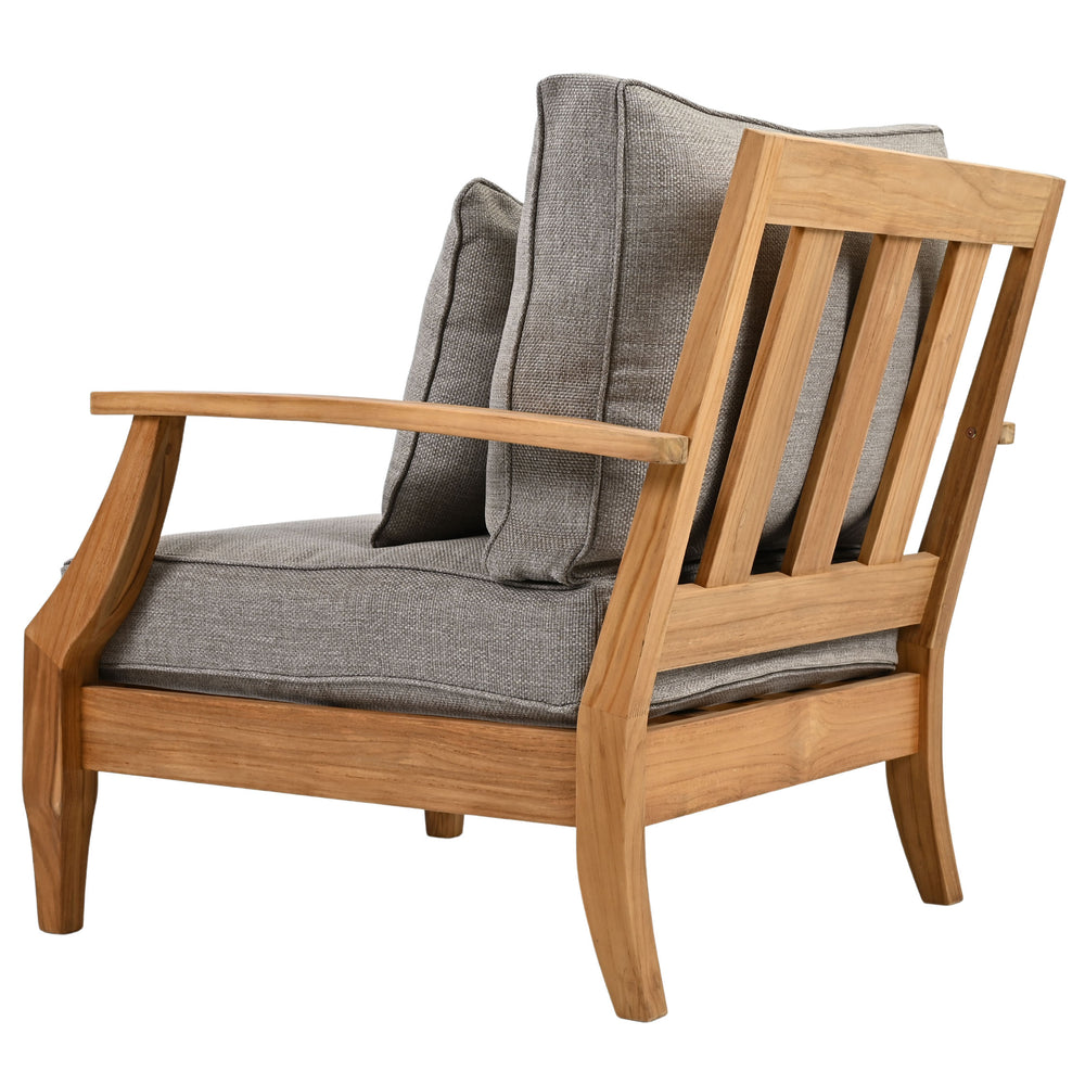 Safavieh Martinique Teak Patio Armchair - Coastal Villa Elegance With Timeless Design For Outdoor Living Natural Teak ,Taupe Wood ,Fabric ,Foam Cpt1011i