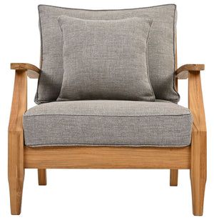 Safavieh Martinique Teak Patio Armchair - Coastal Villa Elegance With Timeless Design For Outdoor Living Natural Teak ,Taupe Wood ,Fabric ,Foam Cpt1011i