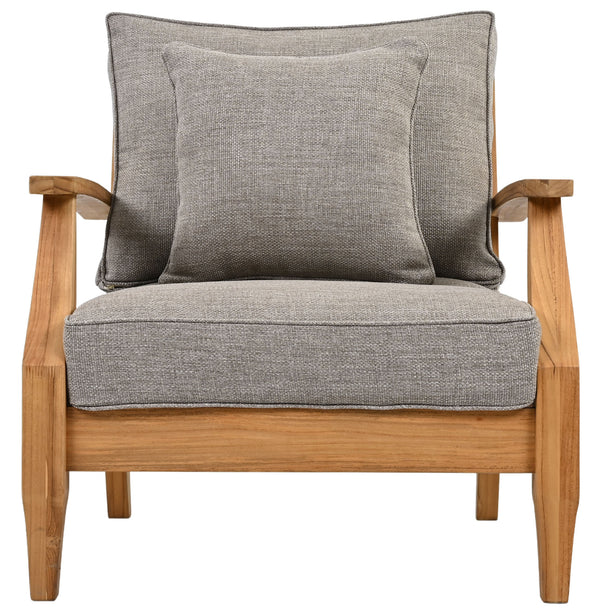 Safavieh Martinique Teak Patio Armchair - Coastal Villa Elegance With Timeless Design For Outdoor Living Natural Teak ,Taupe Wood ,Fabric ,Foam Cpt1011i