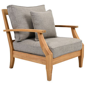 Safavieh Martinique Teak Patio Armchair - Coastal Villa Elegance With Timeless Design For Outdoor Living Natural Teak ,Taupe Wood ,Fabric ,Foam Cpt1011i