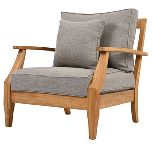 Safavieh Martinique Teak Patio Armchair - Coastal Villa Elegance With Timeless Design For Outdoor Living Natural Teak ,Taupe Wood ,Fabric ,Foam Cpt1011i