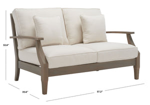 Safavieh Martinique Wood Patio Loveseat XII23 Light Grey / Beige Wood / Metal CPT1012C