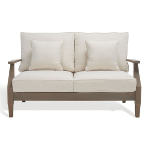 Safavieh Martinique Wood Patio Loveseat XII23 Light Grey / Beige Wood / Metal CPT1012C