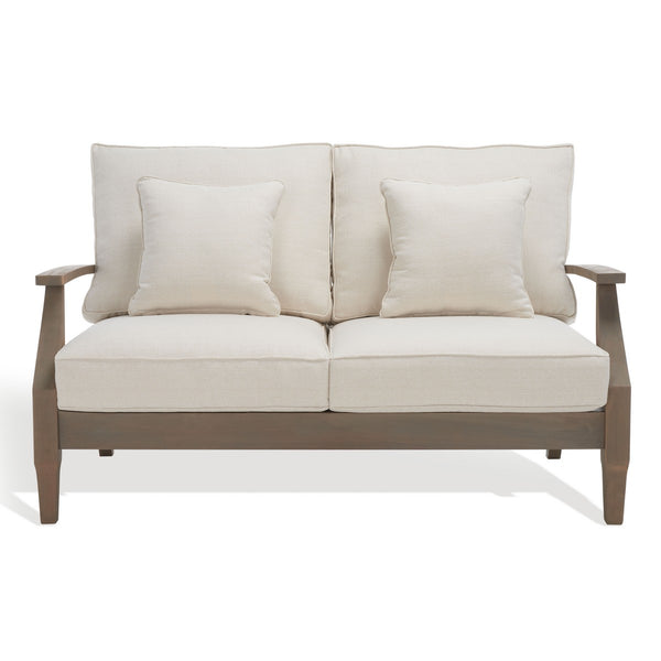 Safavieh Martinique Wood Patio Loveseat XII23 Light Grey / Beige Wood / Metal CPT1012C
