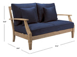 Safavieh Martinique Wood Patio Loveseat Natural / Navy CPT1012D