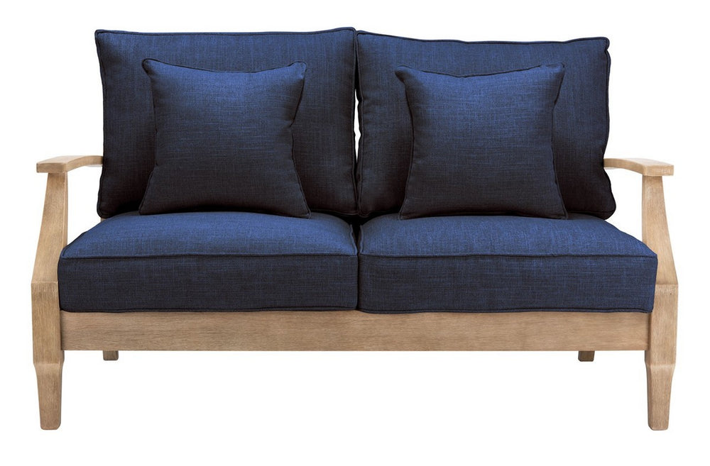 Safavieh Martinique Wood Patio Loveseat Natural / Navy CPT1012D