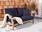 Safavieh Martinique Wood Patio Loveseat Natural / Navy CPT1012D