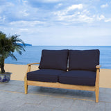 Safavieh Martinique Wood Patio Loveseat Natural / Navy CPT1012D