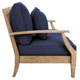 Safavieh Martinique Wood Patio Loveseat Natural / Navy CPT1012D