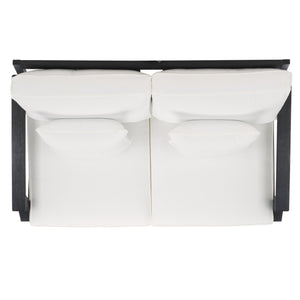 Safavieh Martinique Patio Loveseat - Luxurious Black Eucalyptus Frame & Plush Olefin Cushions For Outdoors Black ,White Wood ,Fabric ,Foam Cpt1012e