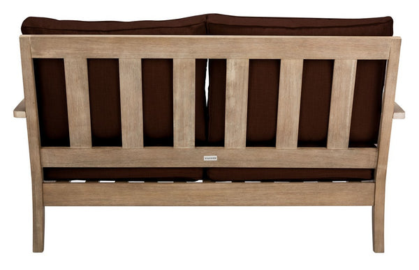 Safavieh Martinique Wood Patio Loveseat Natural / Dark Brown CPT1012G