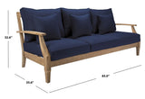 Safavieh Martinique Wood Patio Sofa Natural / Navy CPT1013D