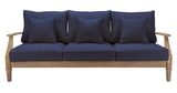 Safavieh Martinique Wood Patio Sofa Natural / Navy CPT1013D