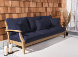 Safavieh Martinique Wood Patio Sofa Natural / Navy CPT1013D