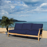 Safavieh Martinique Wood Patio Sofa Natural / Navy CPT1013D