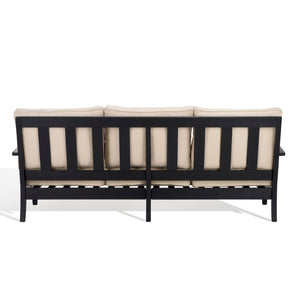 Safavieh Martinique Wood Patio Sofa Black / White CPT1013E