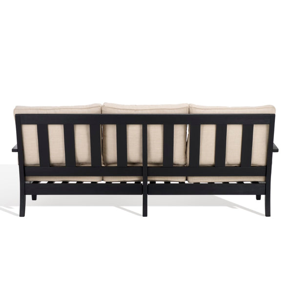Safavieh Martinique Wood Patio Sofa Black / White CPT1013E
