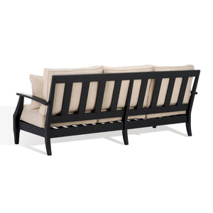 Safavieh Martinique Wood Patio Sofa Black / White CPT1013E