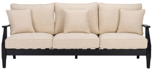 Safavieh Martinique Wood Patio Sofa Black / White CPT1013E