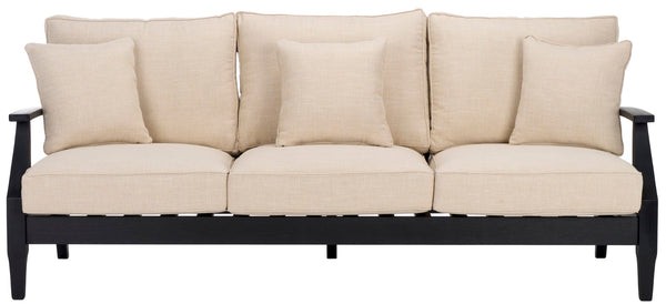 Safavieh Martinique Wood Patio Sofa Black / White CPT1013E