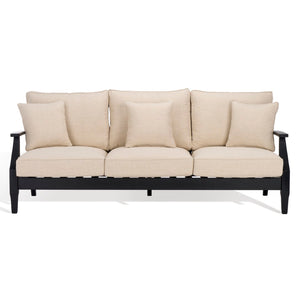 Safavieh Martinique Wood Patio Sofa Black / White CPT1013E