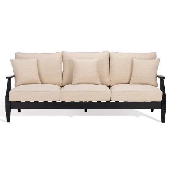 Safavieh Martinique Wood Patio Sofa Black / White CPT1013E