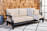 Safavieh Martinique Wood Patio Sofa Black / White CPT1013E