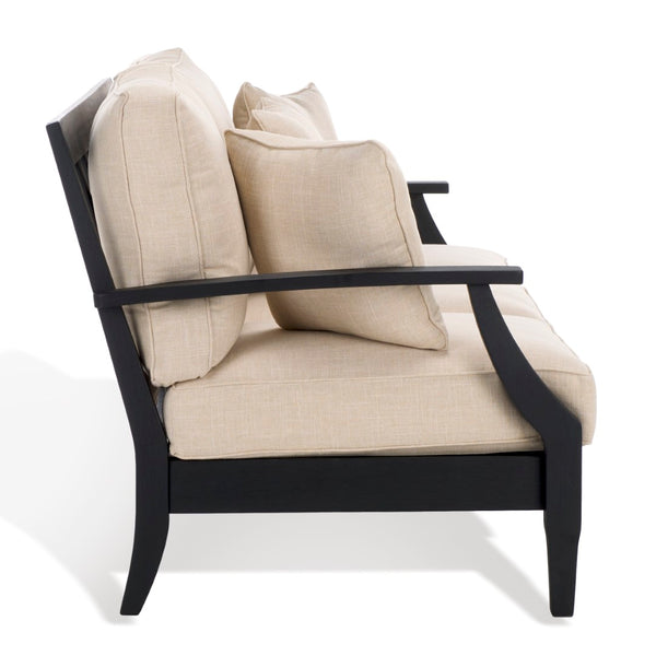 Safavieh Martinique Wood Patio Sofa Black / White CPT1013E