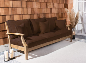 Safavieh Martinique Wood Patio Sofa Natural / Dark Brown CPT1013G