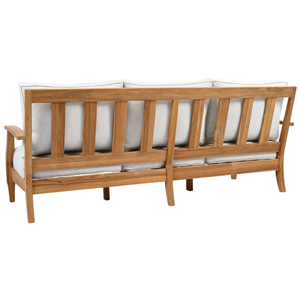 Martinique Teakwood Patio Sofa With All-Weather Cushions, Coastal Villa Design, Durable Outdoor Seating