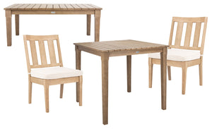 Safavieh DOMINICA Wooden Outdoor Dining Chair - Coastal Elegance with Plush Cushion for Ultimate Comfort Natural / White CPT1018A-SET2