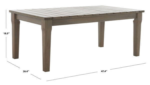 Safavieh Martinique Wood Patio Coffee Table - Elegant Light Grey Design For Outdoor Gatherings & Relaxation Light Grey Wood Cpt1014b