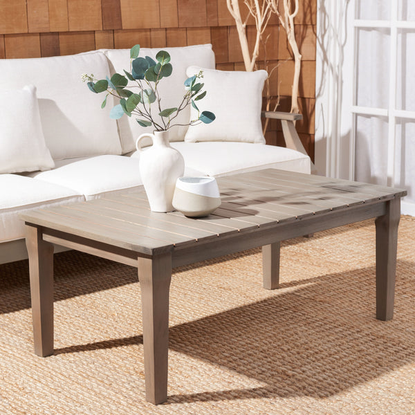 Safavieh Martinique Wood Patio Coffee Table - Elegant Light Grey Design For Outdoor Gatherings & Relaxation Light Grey Wood Cpt1014b
