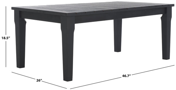 Safavieh MARTINIQUE Teakwood Patio Coffee Table - Elegant Outdoor Centerpiece for Stylish Gatherings & Relaxation Black CPT1014C