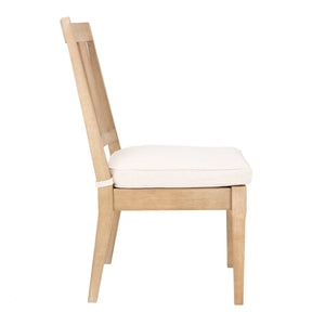 Safavieh DOMINICA Wooden Outdoor Dining Chair - Coastal Elegance with Plush Cushion for Ultimate Comfort Natural / White CPT1018A-SET2