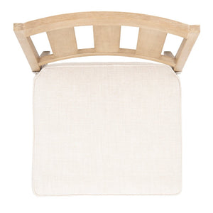 Safavieh DOMINICA Wooden Outdoor Dining Chair - Coastal Elegance with Plush Cushion for Ultimate Comfort Natural / White CPT1018A-SET2