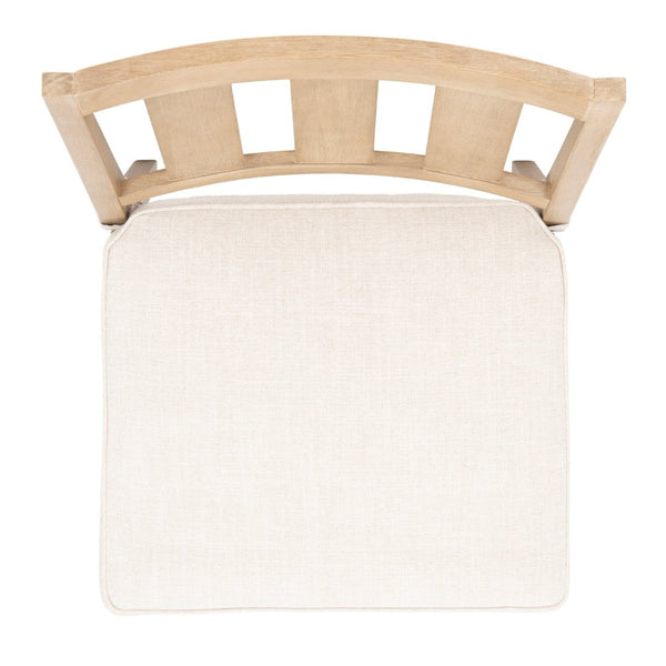 Safavieh DOMINICA Wooden Outdoor Dining Chair - Coastal Elegance with Plush Cushion for Ultimate Comfort Natural / White CPT1018A-SET2