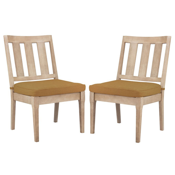 Safavieh Dominica Wooden Outdoor Dining Chair Natural / Brown CPT1018B-SET2