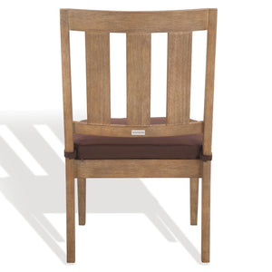 Safavieh DOMINICA Wooden Outdoor Dining Chair - Coastal Elegance with Plush Cushion for Ultimate Comfort Natural / Dark Brown CPT1018C-SET2