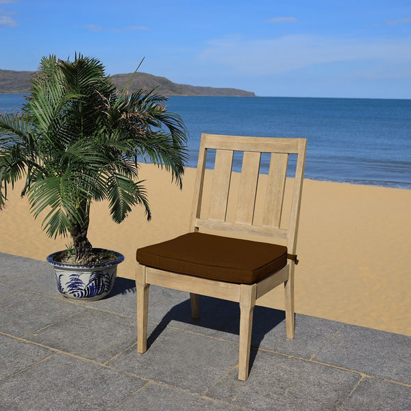 Safavieh Dominica Wooden Outdoor Dining Chair Natural / Dark Brown CPT1018C-SET2