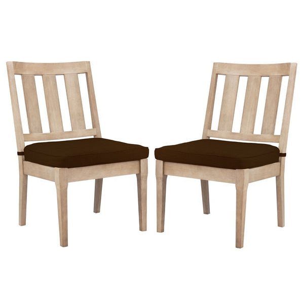 Safavieh Dominica Wooden Outdoor Dining Chair Natural / Dark Brown CPT1018C-SET2