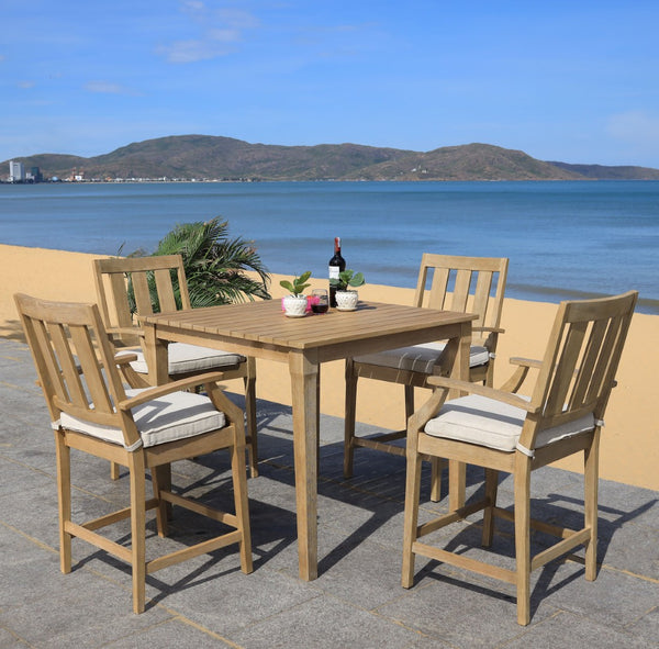 Safavieh SAN SALVADOR Patio Counter Stools – Stylish Eucalyptus Design for Outdoor Dining & Entertaining Natural / White CPT1020A-SET2